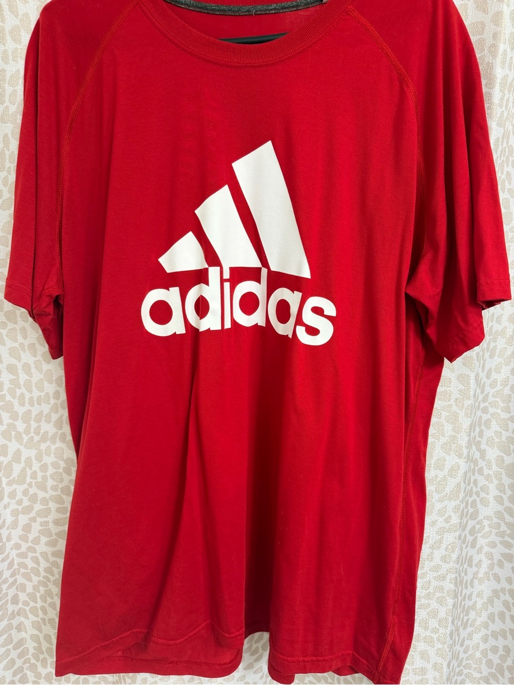 adidas Red Short-Sleeve Logo Performance Tee